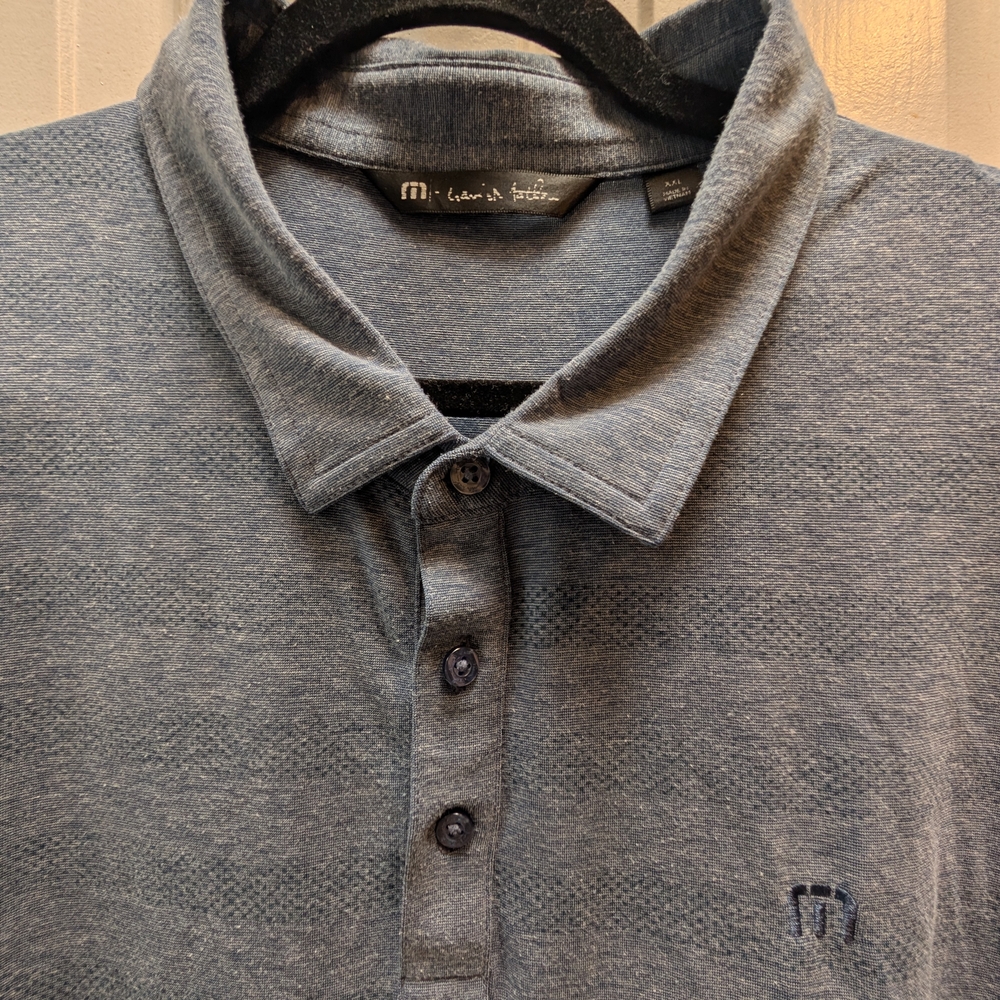 Travis Matthew Blue Polo Shirt Soft Knit Fabric